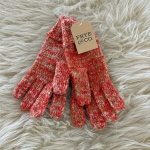 NWT FRYE AND CO. Orange Space Dyed Knit Winter Gloves
